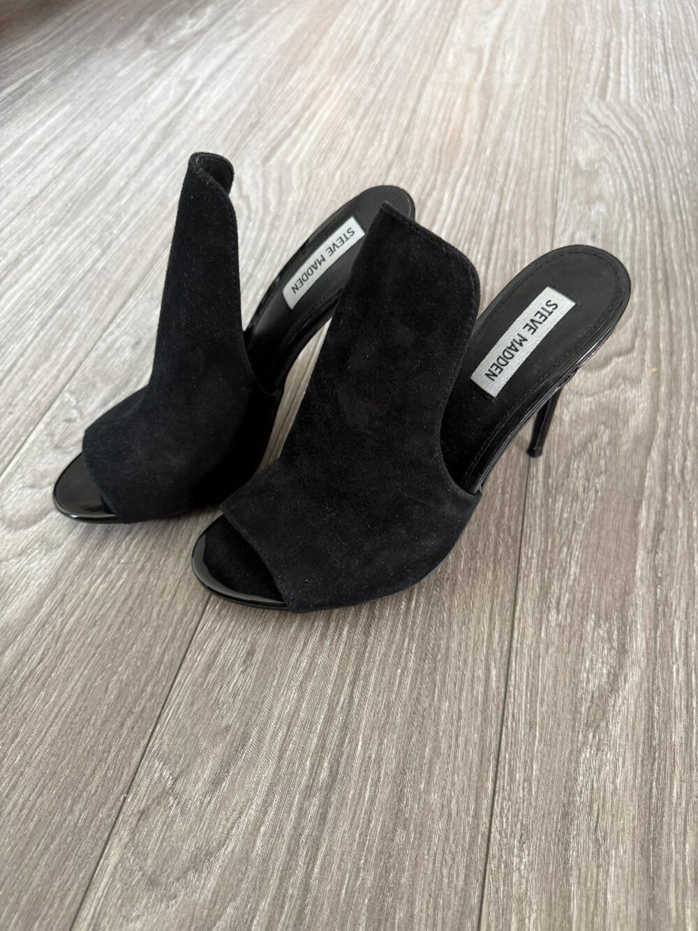 Steve Madden Sinful Black Suede Leather Mule Heels Size 9M NWOB
